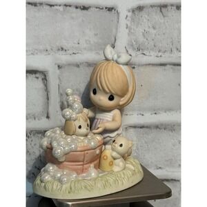 Sweet Y2k Precious Moments Girl Bathing Puppy Figurine